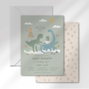 Bébé Dino éclosion Bientôt Baby shower Invitation