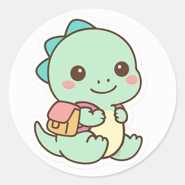 Bébé dinosaure mignon Kawaii avec autocollant de s (Devant)