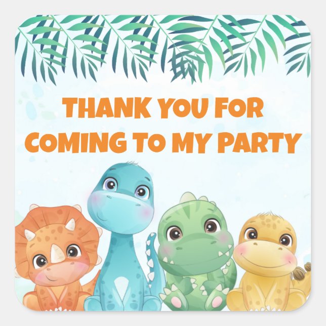 Bébé Dinosaure Parti Favoriser Stickers (Devant)