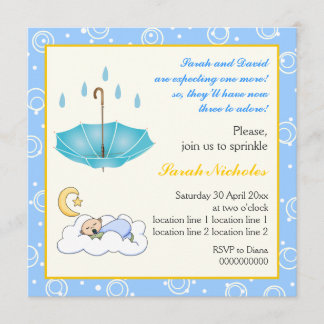 Bébé dormant saupoudrer bleu jaune invitation