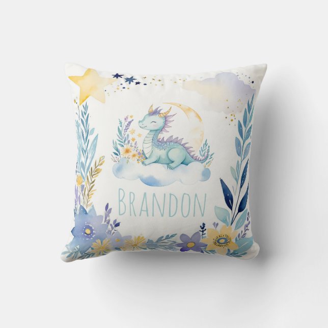 Bébé Dormir Dragon Boho Nom Nursery Coussin (Verso)