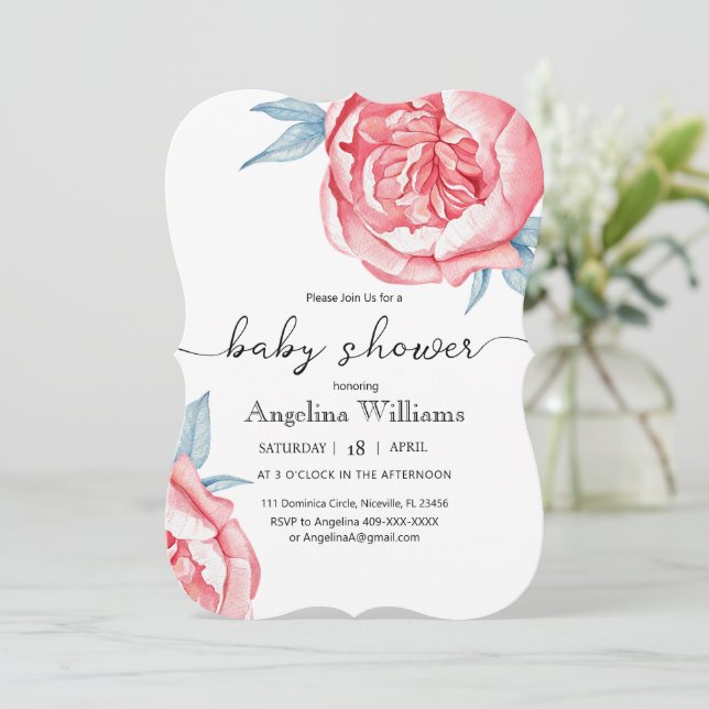 Bébé douche Invitations Fleurs (Debout devant)