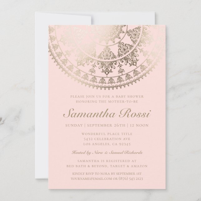 Bébé douche Invitations Gold Foil Couleur personna (Devant)