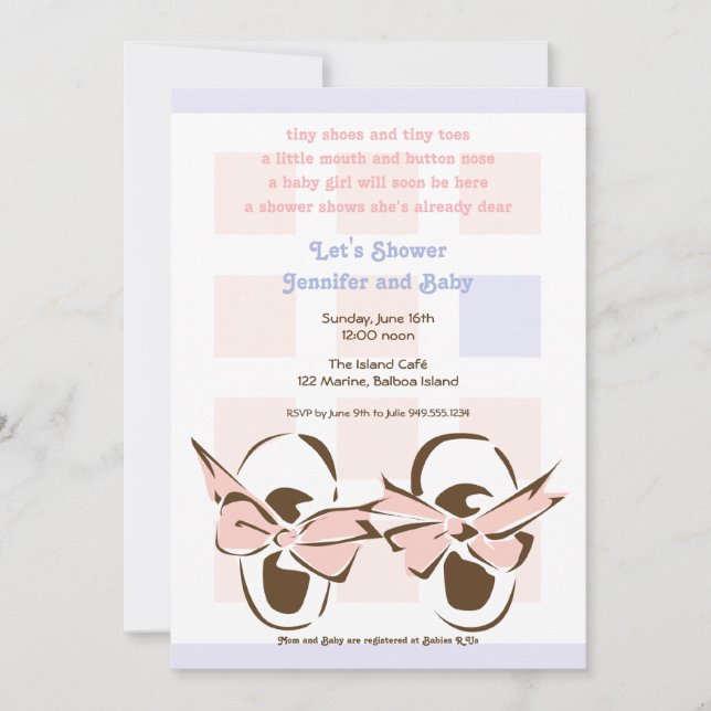 Bébé doué Invitation à la douche de chaussures pou (Devant)