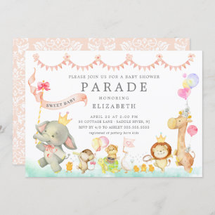 Bébé doux Animaux Parade Baby shower Invitation