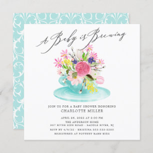 Bébé doux brasser Floral Baby Tea Invitation