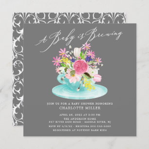 Bébé doux brasser Floral Baby Tea Invitation