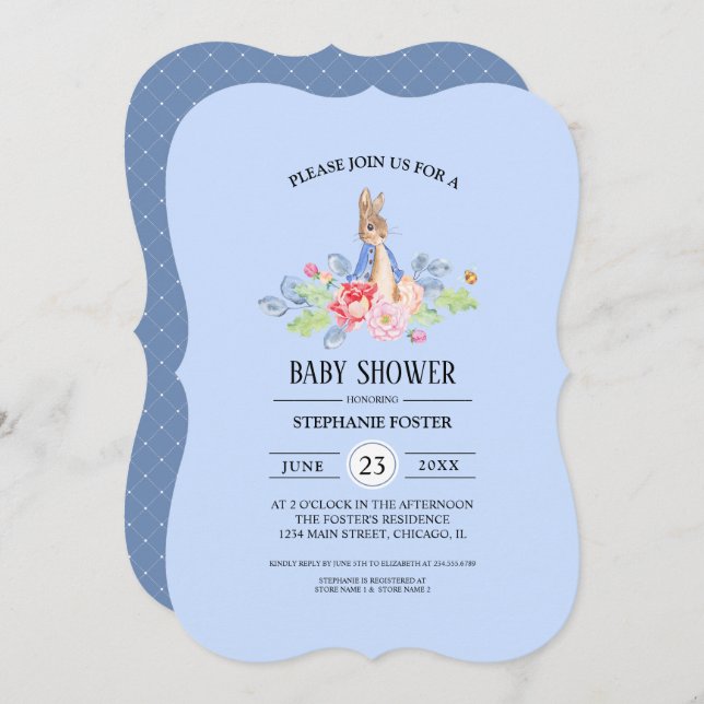 Bébé doux lapin | Rabbit Baby Shower Invitations (Devant / Derrière)