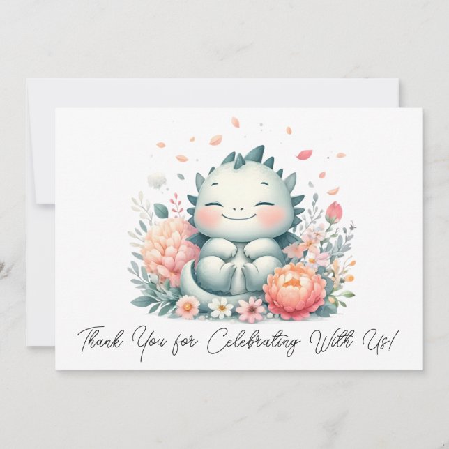 Bébé Dragon Dormir Dans Un Lit De Merci Fleurs (Devant)