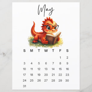 Bébé Dragon Mai Douce Fantaisie Calendrier Mensuel