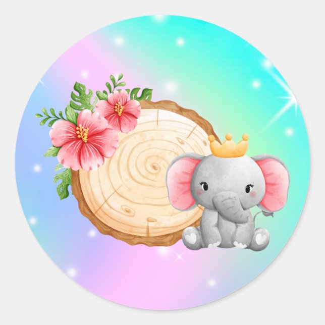 bébé éléphant assis à côté d'un autocollant (Devant)