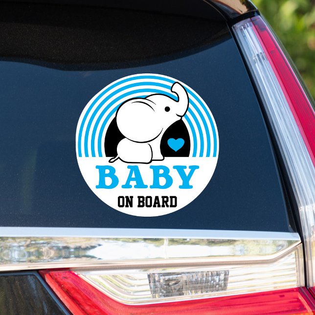 Bébé éléphant bébé à bord Sticker voiture - Bleu (Créateur téléchargé)