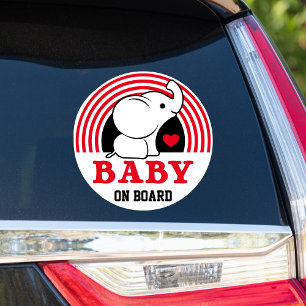 Bébé Eléphant Bébé À Bord Sticker Voiture - Rouge