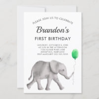 Bébé Eléphant Invitation à la fête d'anniversaire,