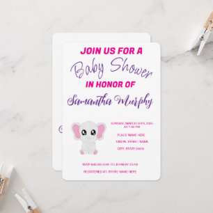 Bébé éléphant   Invitation baby shower