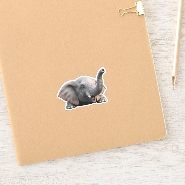 Bébé éléphant mignon Autocollant 3D Dessin animé - (Carnet)