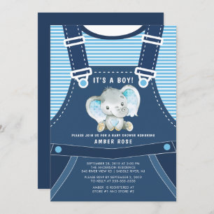 Bébé Eléphant mignon Baby shower Invitation