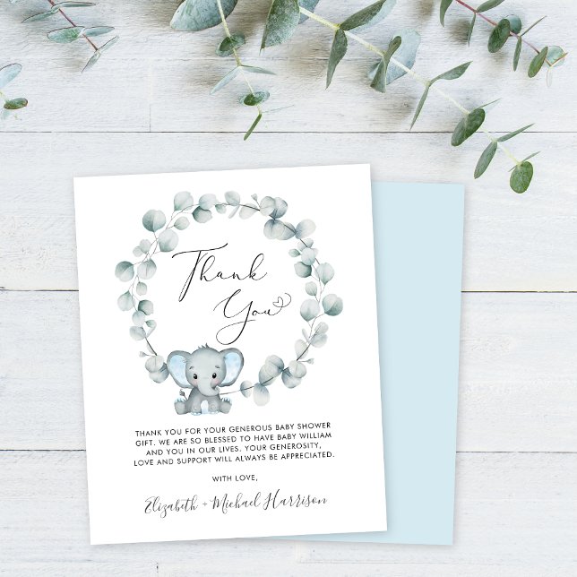 Bébé Eléphant mignon garçon douche Merci (Créateur téléchargé)