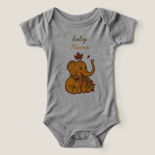 Bébé Éléphant Mignon Saison Automnale Tout-Petits  (Design Recto)