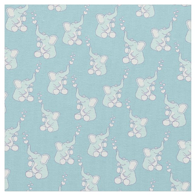 Bébé éléphant motif tissu de pépinière bleu (Fermer)