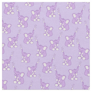 Bébé éléphant motif tissu pépinière violet