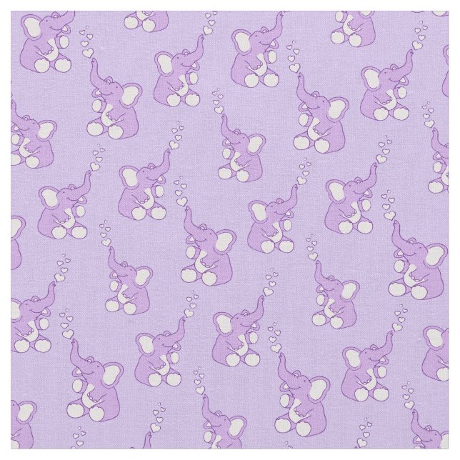 Bébé éléphant motif tissu pépinière violet (Fermer)