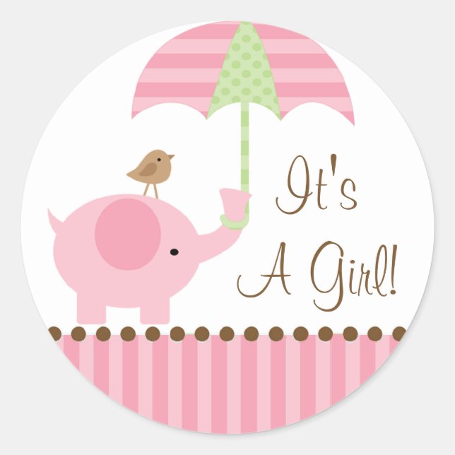 Bébé Eléphant Parapluie C'est un Sticker pour fill (Devant)