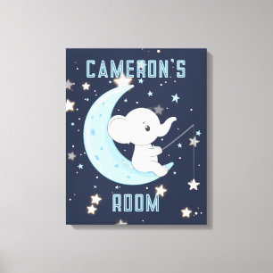 Bébé éléphant pêchant 4 étoiles toile étirée