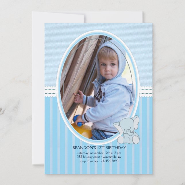 Bébé Eléphant Photo Invitation (Devant)