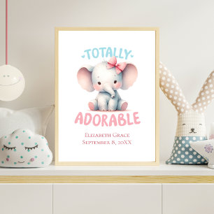 Bébé éléphant rose décoration murale pour chambre 