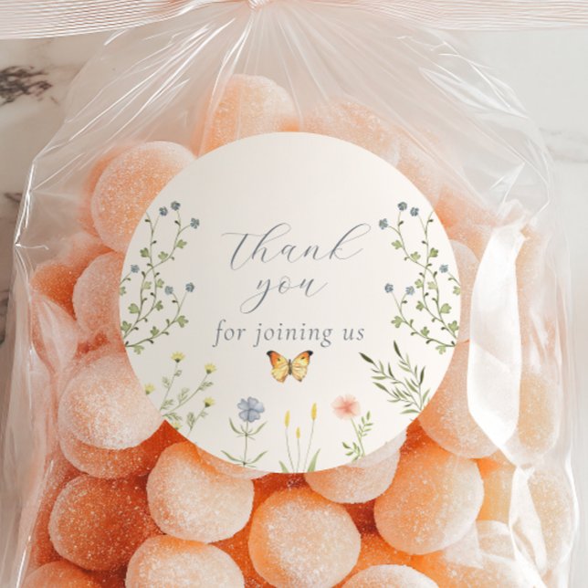 Bébé en Baby shower en fleurs Stickers Merci (Créateur téléchargé)