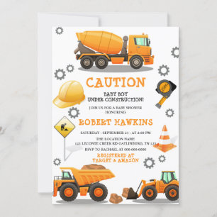 Bébé en construction Baby shower Invitation