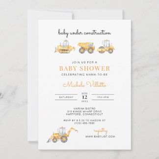 Bébé en construction Baby shower Invitation