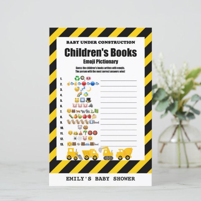 Bébé en construction Baby shower Jeu IMPRIMÉ (Debout devant)