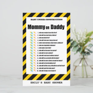 Bébé en construction Baby shower Jeu IMPRIMÉ