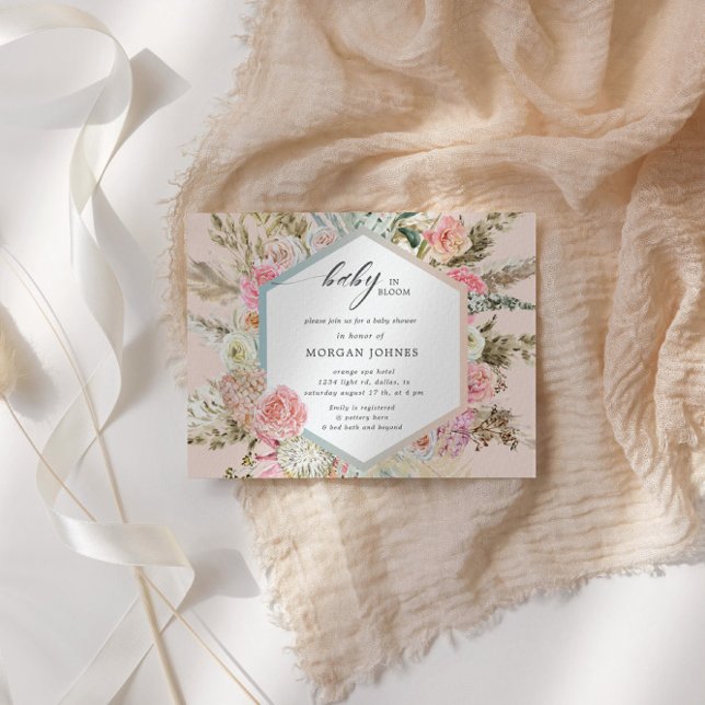 Bébé En Fleur Baby shower Bohème Invitation (Créateur téléchargé)