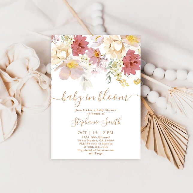 Bébé en fleur Baby shower floral Invitation fille (Créateur téléchargé)