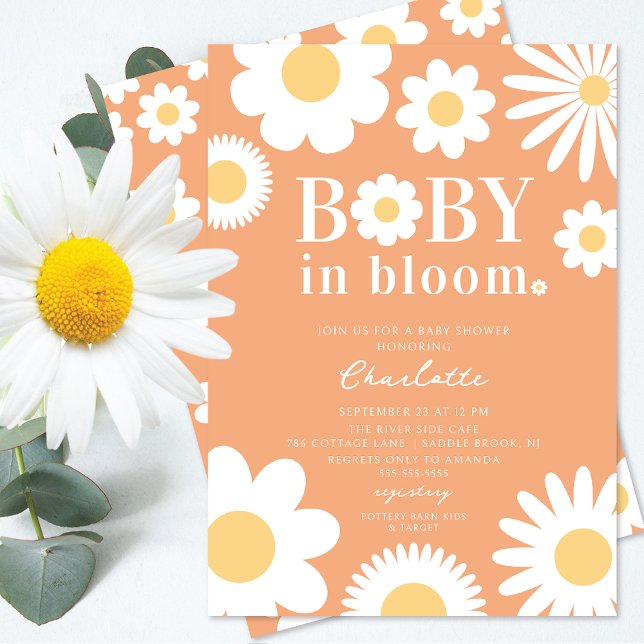 Bébé en fleur Baby shower Invitation (Créateur téléchargé)