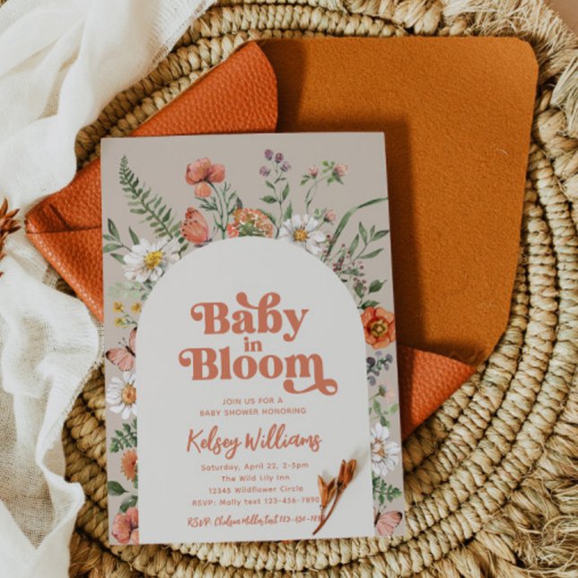 Bébé en fleur Baby shower Invitation | Bébé sauvag (Créateur téléchargé)