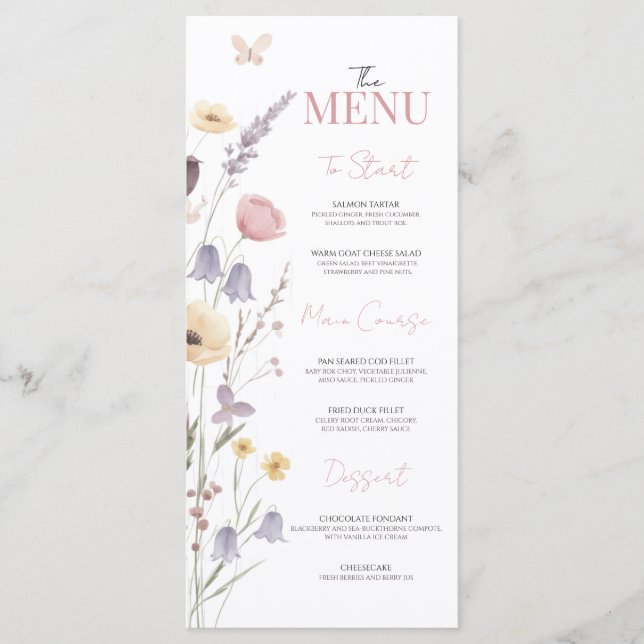 Bébé en Fleur Baby Shower Menu Fleurs Sauvages (Devant)