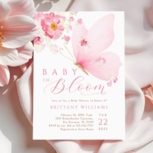 Bébé en fleur Baby shower papillon Invitation
