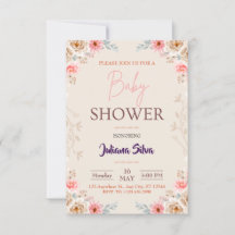 Bébé En Fleur Boho Floral Baby shower Invitation