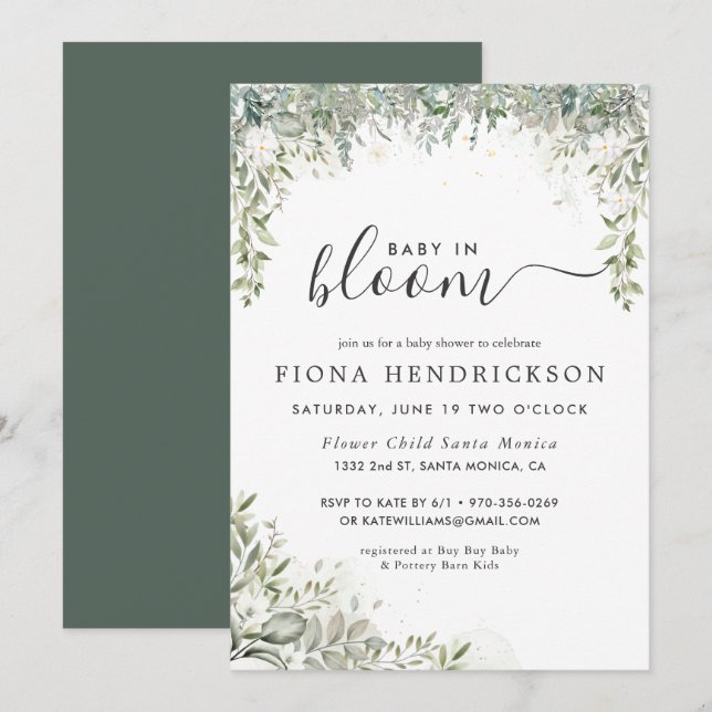 Bébé en Fleur | Fête de Naissance Floral Blanc (Devant / Derrière)