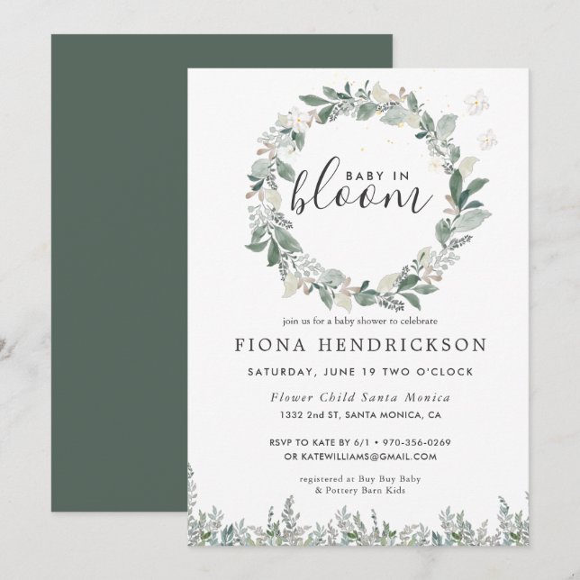 Bébé en Fleur | Fête de Naissance Floral Blanc (Devant / Derrière)