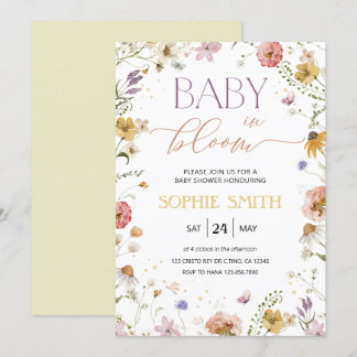 Bébé En Fleur Fille Baby shower Invitation