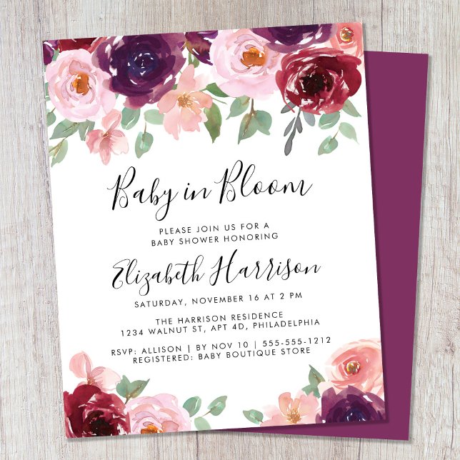 Bébé en Fleur Floral Aquarelle Douche Invitation (Créateur téléchargé)
