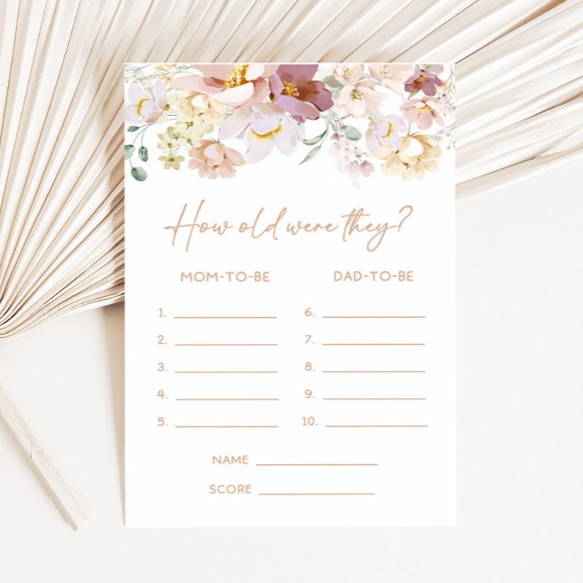 Bébé en Fleur Floral Quel âge avaient-ils Jeu (Spring Wildflower Baby Shower How Old were They Game)