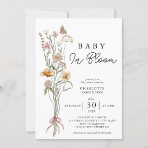 Bébé En Fleur Floral Spring Baby shower Invitation