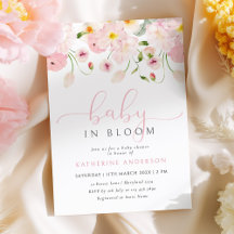 Bébé En Fleur Rose Baby shower Floral Invitation