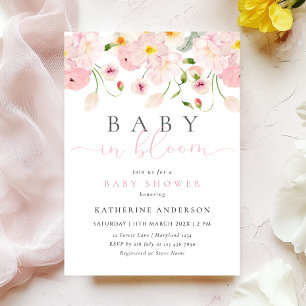 Bébé En Fleur Rose Baby shower Floral Invitation